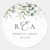 Sticker Rond Mariage d'aquarelle fleurie verte (Devant)