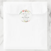 Sticker Rond Mariage d'aquarelle florale de broyage doré (Sac)
