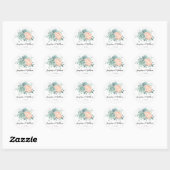 Sticker Rond Mariage d'aquarelle florale de la pivoine (Feuille)