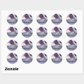 Sticker Rond Mariage d'aquarelle florale de lavande violette mo (Feuille)