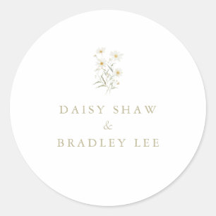 Sticker Rond Mariage d'aquarelle florale de marais minimaux