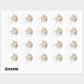 Sticker Rond Mariage d'aquarelle florale moelleuse (Feuille)
