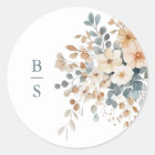 Sticker Rond Mariage d'aquarelle florale moelleuse (Devant)