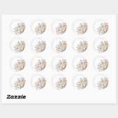 Sticker Rond Mariage d'aquarelle florale moelleuse (Feuille)