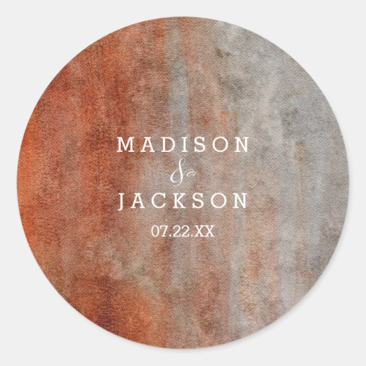 Sticker Rond Mariage d'aquarelle gris orange d'automne (Devant)