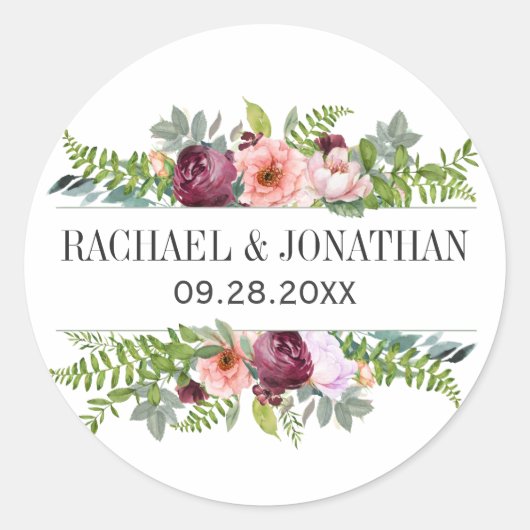 Sticker Rond Mariage d'aquarelle Imaginaire (Devant)