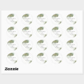 Sticker Rond Mariage d'aquarelle moderne en or vert (imitation) (Feuille)