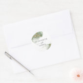 Sticker Rond Mariage d'aquarelle moderne en or vert (imitation) (Enveloppe)