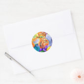 Sticker Rond Mariage d'aquarelle Ranunculus et Iris (Enveloppe)