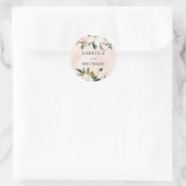 Sticker Rond Mariage d'aquarelle rose et blanc (Sac)