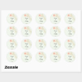 Sticker Rond Mariage d'aquarelle rose et verte Chic Sage (Feuille)