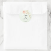 Sticker Rond Mariage d'aquarelle rose et verte Chic Sage (Sac)