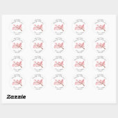 Sticker Rond Mariage d'aquarelle rose fleurs cerise (Feuille)