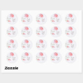 Sticker Rond Mariage d'aquarelle rose Roses (Feuille)