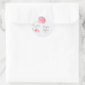 Sticker Rond Mariage d'aquarelle rose Roses (Sac)