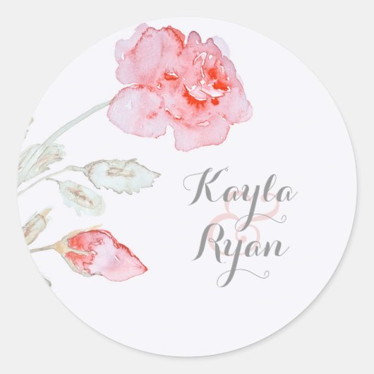 Sticker Rond Mariage d'aquarelle rose Roses (Devant)