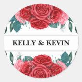 Sticker Rond Mariage d'aquarelle rouge (Devant)