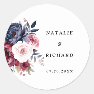 Sticker Rond Mariage d'aquarelle rouge rousse rose pâle