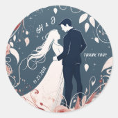 Sticker Rond Mariage d'aquarelle unique en couple (Devant)