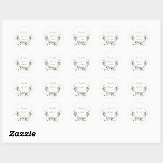 Sticker Rond Mariage d'aquarelle verte (Feuille)