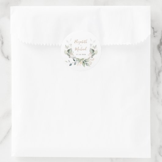 Sticker Rond Mariage d'aquarelle verte (Sac)