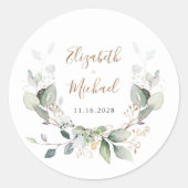 Sticker Rond Mariage d'aquarelle verte (Devant)