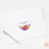 Sticker Rond Mariage d'aquarelle violet orange (Enveloppe)