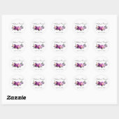 Sticker Rond Mariage d'aquarelle violet ultra violet (Feuille)