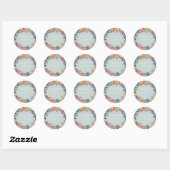 Sticker Rond Mariage d'aquarelle Whimsical Light Blue Fleur sau (Feuille)