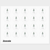 Sticker Rond Mariage d'arbre de pin aquarelle simple (Feuille)