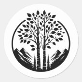 Sticker Rond Mariage d'arbre noir et blanc (Devant)