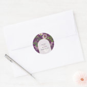 Sticker Rond Mariage d'arc doré fleuri violet (Enveloppe)