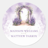Sticker Rond Mariage d'arche Lavender personnalisé (Devant)