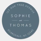 Sticker Rond Mariage d'ardoise bleue Adresse de retour Moderne (Devant)