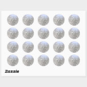 Sticker Rond Mariage d'argent 25e anniversaire Bokeh (Feuille)