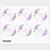 Sticker Rond Mariage d'art de l'aquarelle violette de Delphiniu (Feuille)