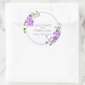 Sticker Rond Mariage d'art de l'aquarelle violette de Delphiniu (Sac)