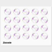 Sticker Rond Mariage d'art de l'aquarelle violette de Delphiniu (Feuille)