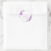 Sticker Rond Mariage d'art de l'aquarelle violette de Delphiniu (Sac)