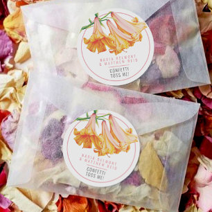 Sticker Rond Mariage d'art floral rose orange de la Reine d'Afr