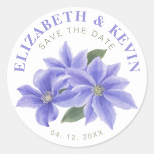 Sticker Rond Mariage Date à Retenir Floral Lavande Élégant