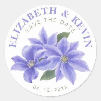 Sticker Rond Mariage Date à Retenir Floral Lavande Élégant