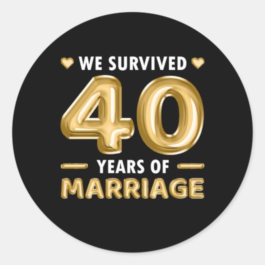 Sticker Rond Mariage De 40 Ans 40E Anniversaire Du Mariage (Devant)