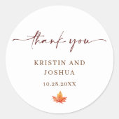 Sticker rond Mariage de automne classique simple (Devant)