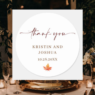 Sticker rond Mariage de automne classique simple