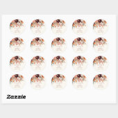 Sticker Rond Mariage de automne Floral Orange Bourgogne (Feuille)