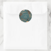 Sticker Rond mariage de automne turquoise à fleurs couleur terr (Sac)
