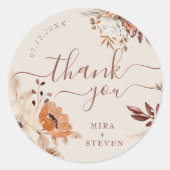 Sticker Rond Mariage de automne whimsical bohème merci (Devant)