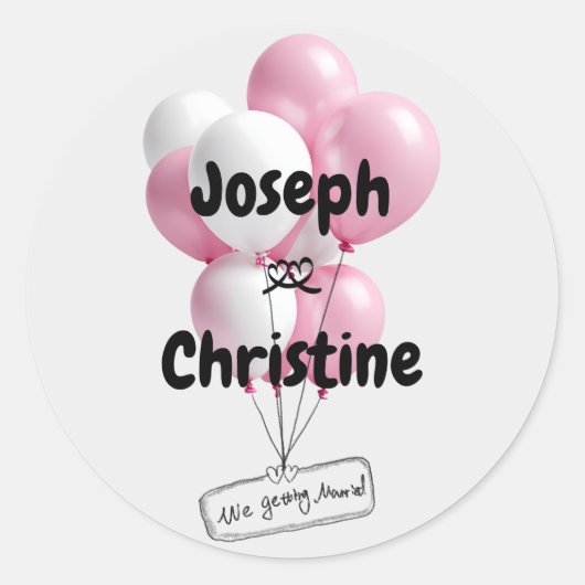 Sticker Rond Mariage de ballon à main (Devant)