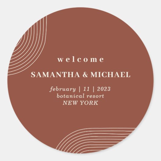 Sticker Rond Mariage de bienvenue de la ligne géométrique de te (Devant)